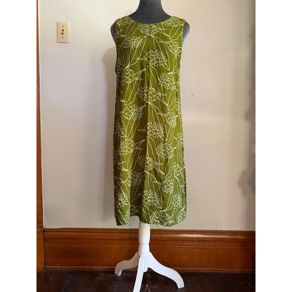 Hamakua Tropical Ginger Floral Rayon Shift Dress Hawaiian Classic euro summer LG
